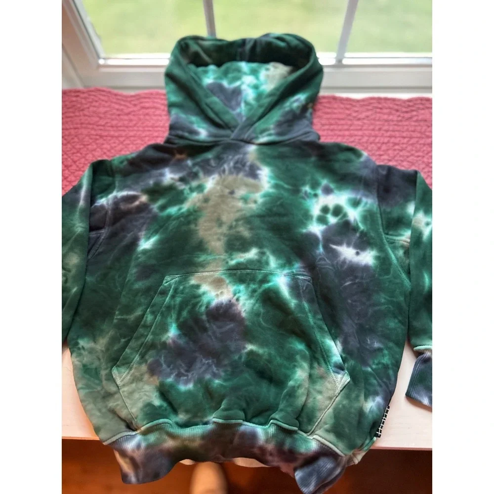 EUC Molo Adan Jogger & Hoodie Green Tie Dye Organic Cotton Set 110 US 5Y